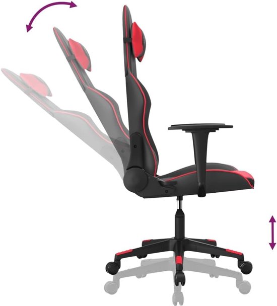 Gaming Stoel - Comfortabele Stoel - Ontspannen Zitten - Met Massagefunctie - Verstelbare Hoogte - Zwart Rood — afbeelding 3