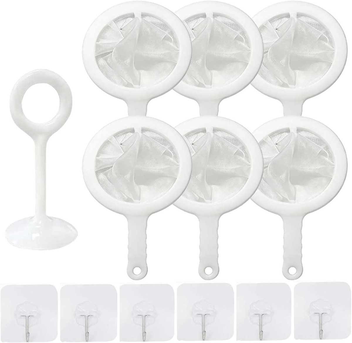 Set van 6 Ultra-Fijne Zeefjes voor de Keuken met Handvat, Ideaal voor Sap, Melk en Sojamelk, Diverse Maaszones voor Perfecte Filtering
