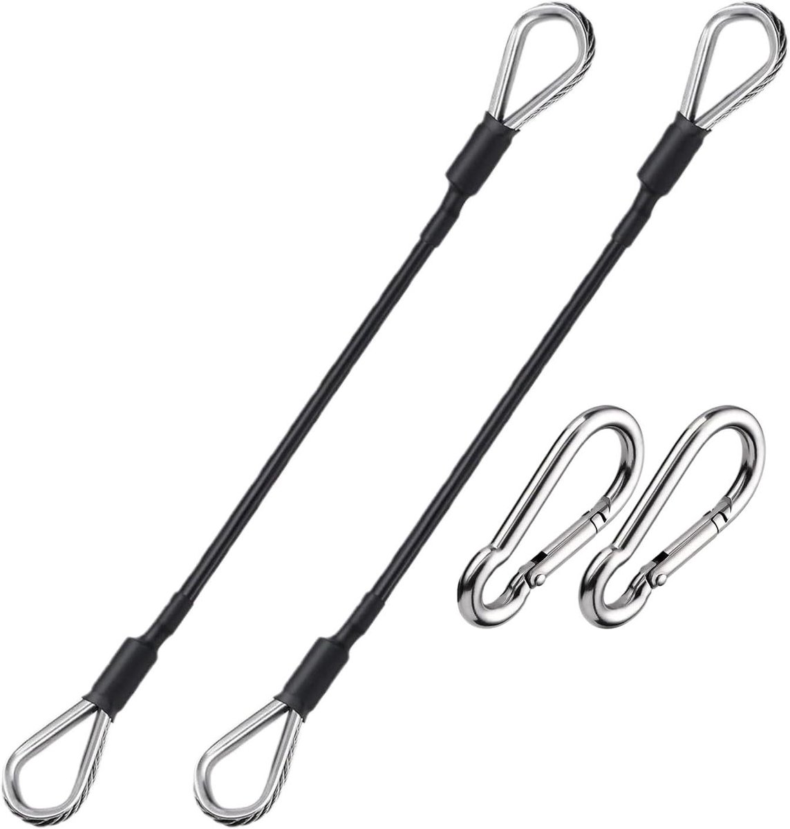 Fitness Kabel - Verlengstuk Pulley Kabel - Kracht Training - Roestvrij Staal - 26 cm - Zwart