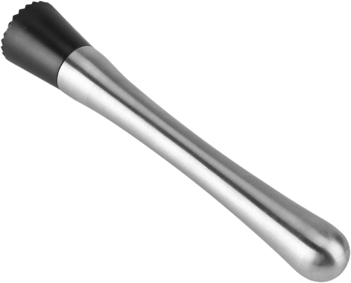Mojito Muddler - Fruitmixer Barlepel - Cocktails Maken - Roostertextuur Kop - 20 cm - Zilver