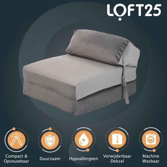 Z-Vouwbed Stoel - Gastenbed Matras - Ontspannen Zitten - Ergonomisch Ontworpen - 60x168 cm - Leisteen — afbeelding 4