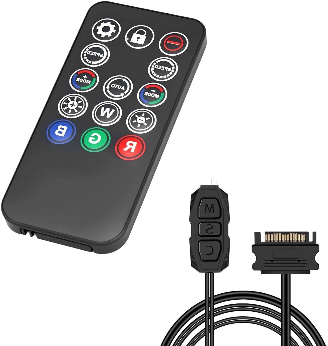 RGB Controller met 14 Toetsen Afstandsbediening voor 5V 3-Pin RGB Ventilatoren en Splitters voor PC Behuizing