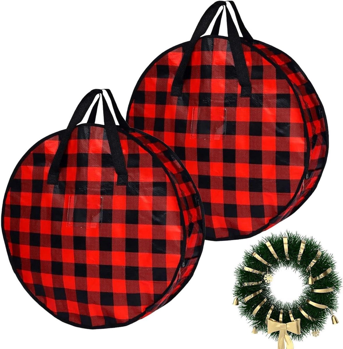 Opbergtas - Opbergdoos Krans - Seizoensartikelen Opbergen - Met Handvatten - 76 x 18 cm - Geruit