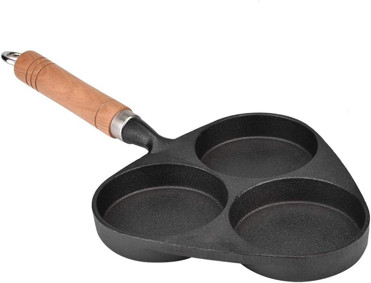 Omelet Pan - Eierpan Koekenpan - Ontbijt Maken - Drie Eieren Tegelijk - 38 x 20 cm - Zwart