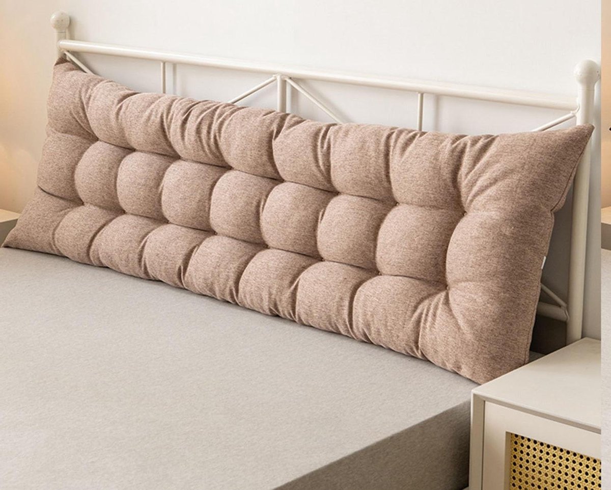 Hoofdbord Kussen - Leeskussen Bed - Ontspannen Lezen - Afneembare Hoes - 120x50x10cm - Grijs