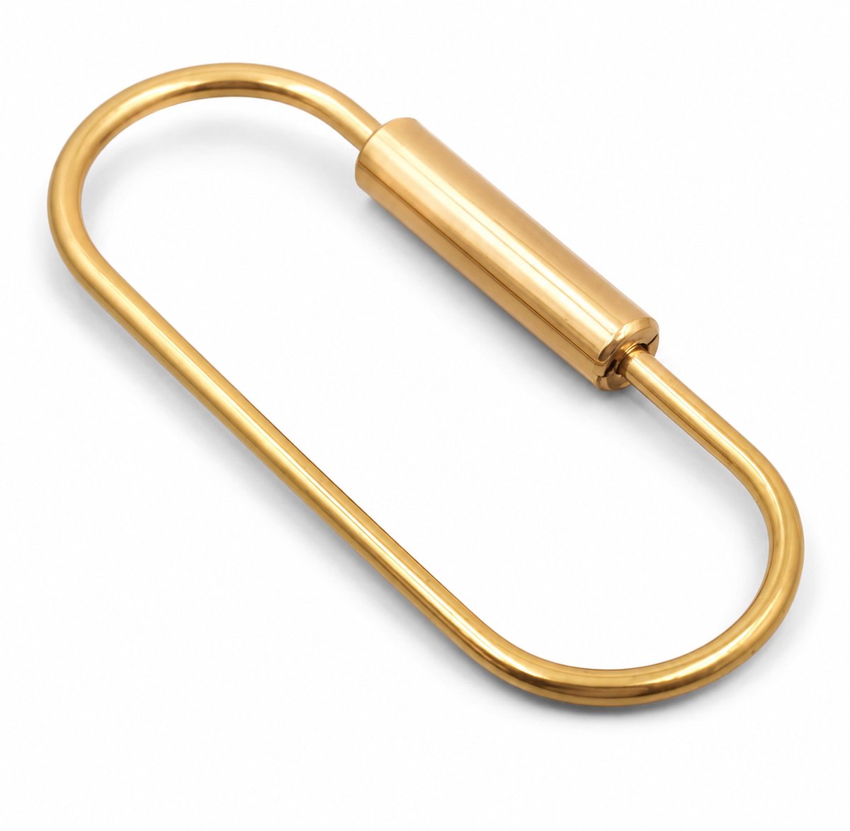 Travel Cords - Sleutelhanger Messing Ovaal met Ronde Draaisluiting – 8,6 x 3,3 cm – Stevige Sleutelhouder voor Tas, Kaarthouder en Riemlus