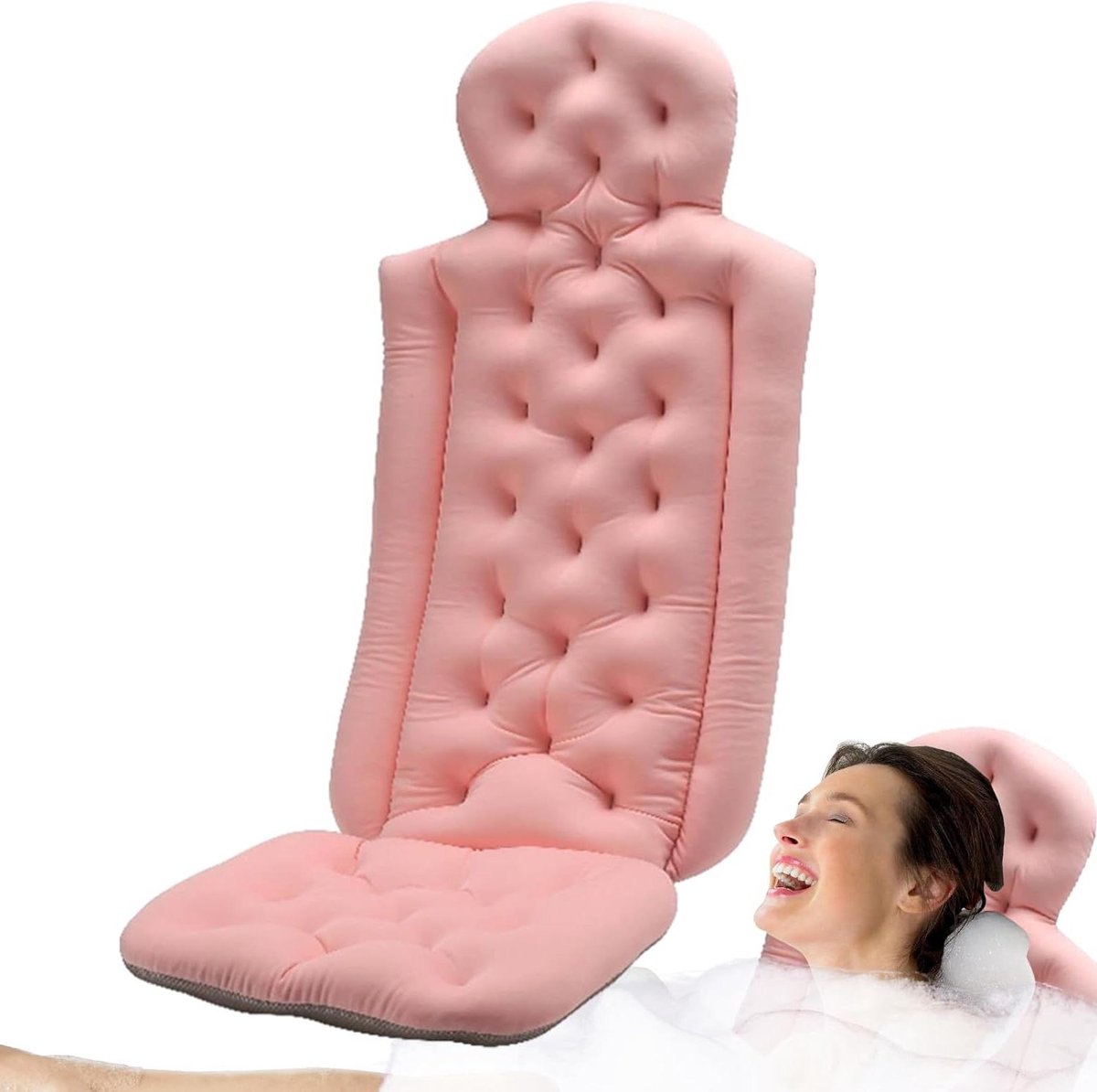 Badkussen - Luxe badkussen - Ontspanning in bad - Omisch ontwerp - 39 x 32 x 76 cm - Roze