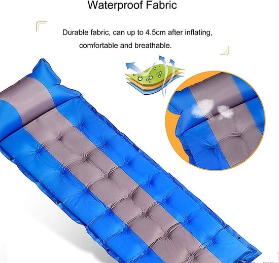 Camping Matras - Slaapmat Tent Mat - Outdoor Slapen - Zelf Opblaasbaar - 1 persoon - Blauw van Camping — afbeelding 2