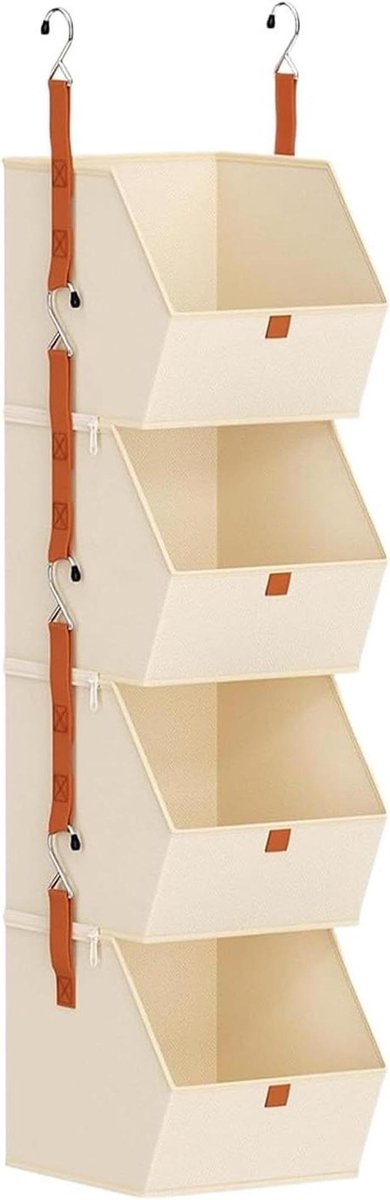 Hangrek Deur - Opberger Organizer - Ruimte Ordenen - Vier Niveaus - 120 cm Hoog - Beige