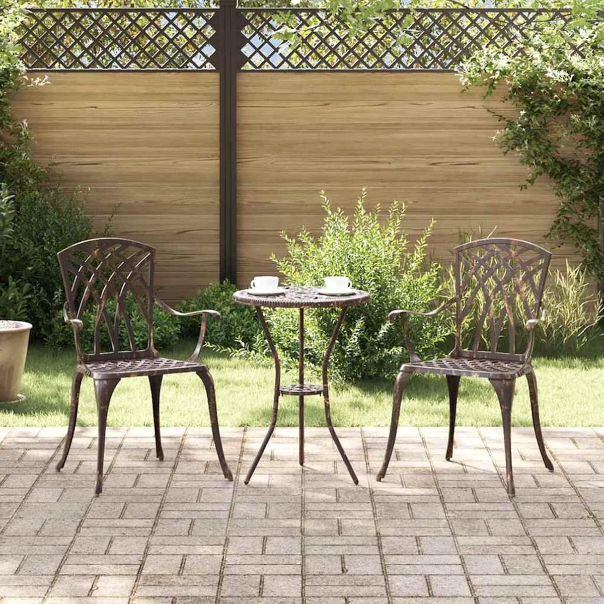 Tuinstoelen Set - Buitenstoelen Balkonstoelen - Ontspannen Buiten Zitten - Weerbestendig Aluminium - 53 x 51 x 885 cm - Brons