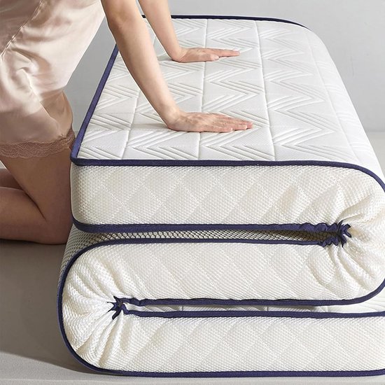 Opvouwbare Vloermatras - Japanse Matras Futon - Ruimtebesparend Slapen - Gewatteerd Latex Comfort - 120 x 200 cm - Grijs — afbeelding 4