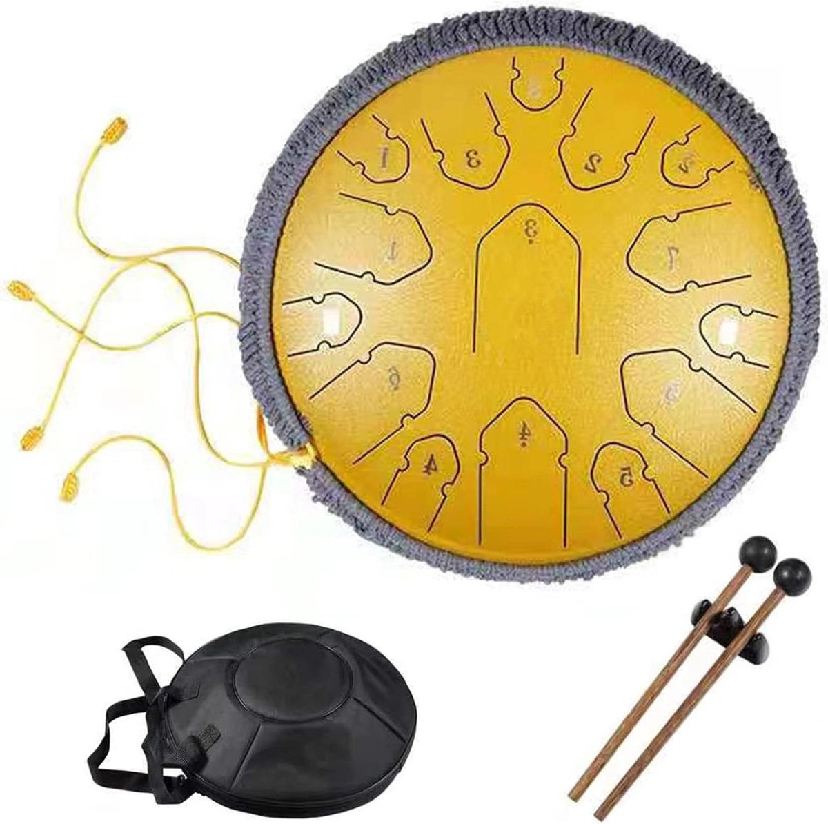 Muziek Drum - Tong Drum - Muziek Maken - 15 Tonen - 38 x 18 cm - Goud