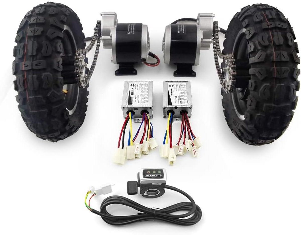 Elektrische Aandrijving Kit - Motor Trolley - Materiaal Transport - Dubbele Motor - 10 Inch Wiel - Zwart