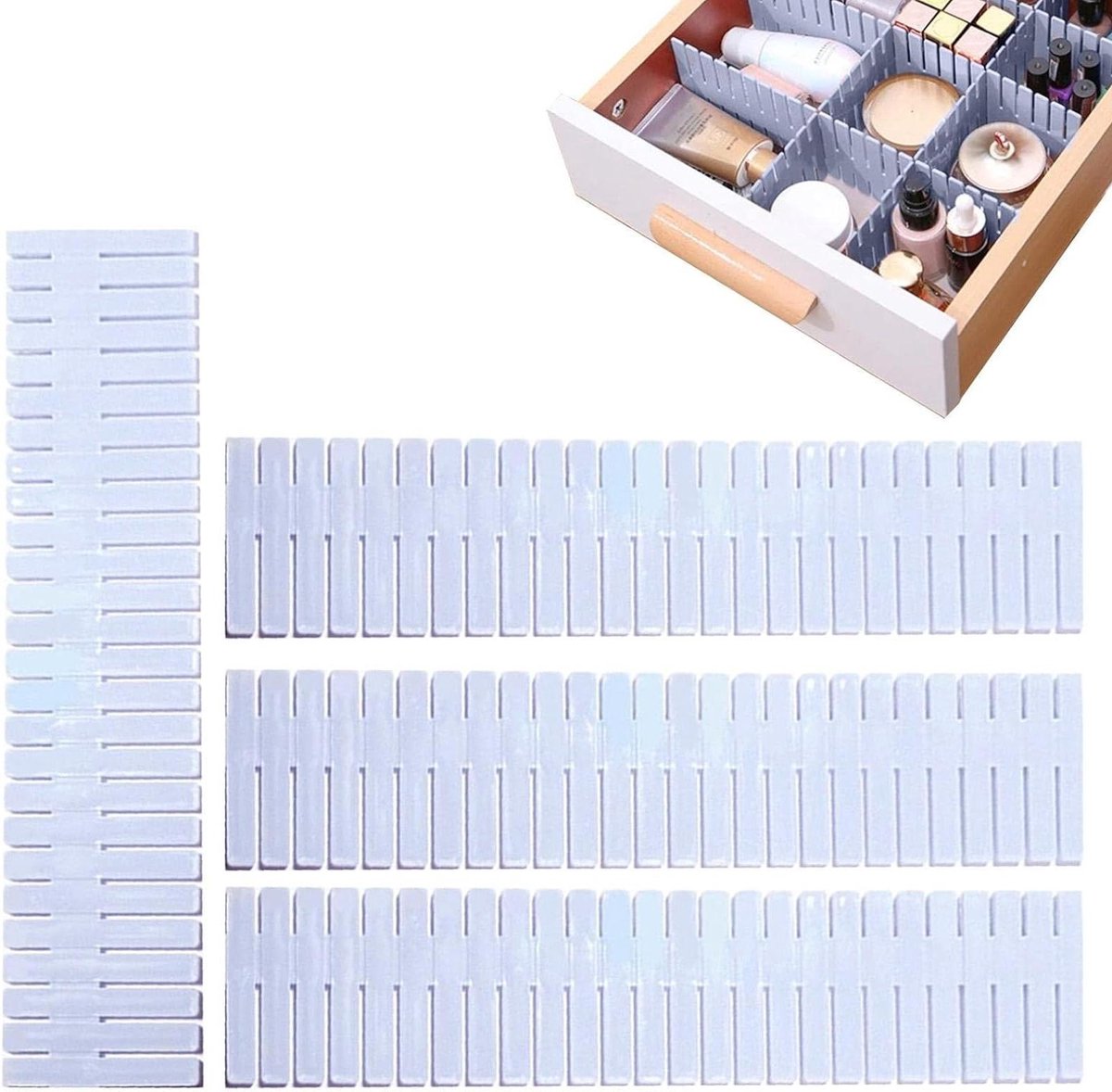 Ladeverdelers - Opbergers Organizer - Laden Ordenen - Verstelbare Lengte - 4 Stuks 47cm - Blauw