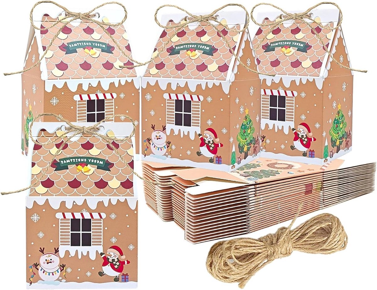 Kerstfeest Cadeauverpakkingen - 24 Stuks Papieren Dozen en Tassen voor Feestdecoraties, Kraft Papier, Cadeauverpakking, Kerstcadeaus