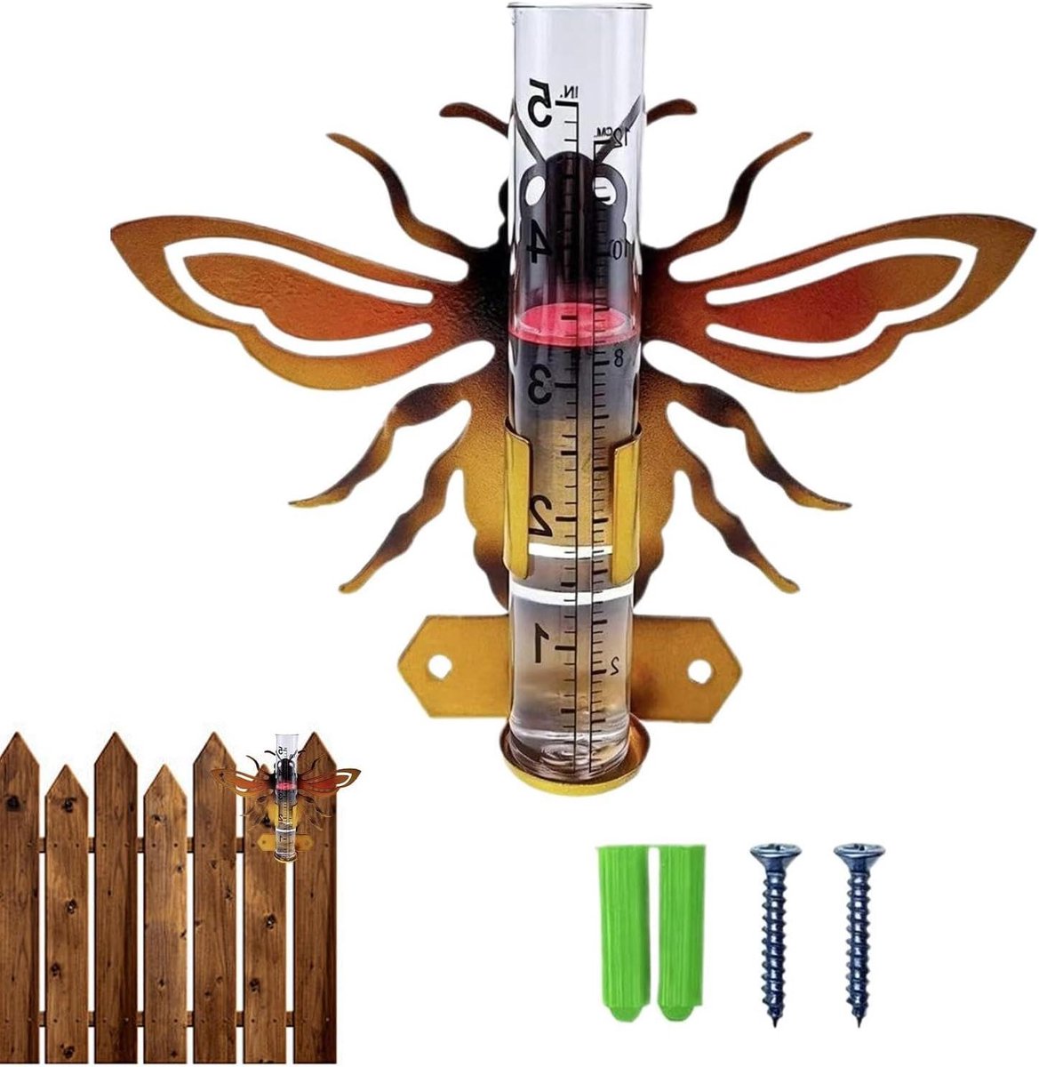 Regenmeter Tuin - Neerslagmeter - Tuinonderhoud Bijhouden - Diervormig Design - 18 x 20 cm - Zwart