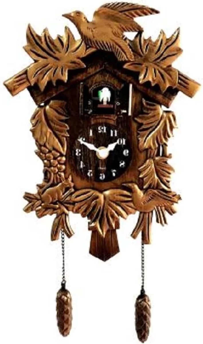 Koekoek Klok - Wandklok Vogel - Tijd Bijhouden - Stille Werking - 14 inch - Messing