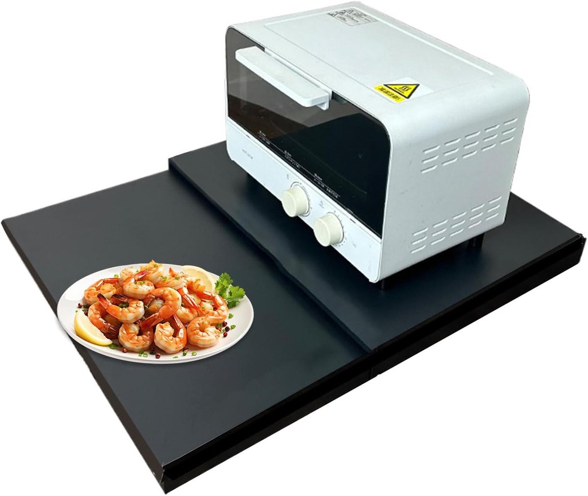 Magnetron Oven Tafel - Keuken Organizer - Ruimte Besparen - Uittrekbaar Ontwerp - 47x36cm - Zwart