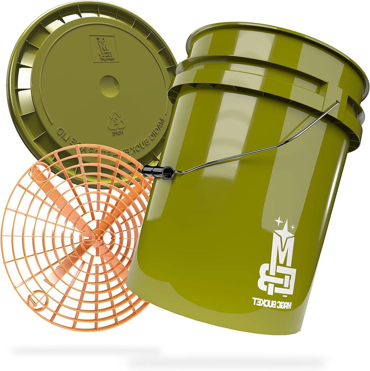 Wasemmer Set - Reinigingsemmer - Auto Onderhoud - Met Grit Guard - 20 Liter - Kaki Oranje