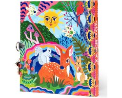 eeBoo: Fawn & Sun Journal - slot en sleutels, 176 gelinieerde pagina's, schets & notities maken, 6,25 x 5,5, dierenthema dagboek, folie gestempeld hardcover, kinderen en tieners