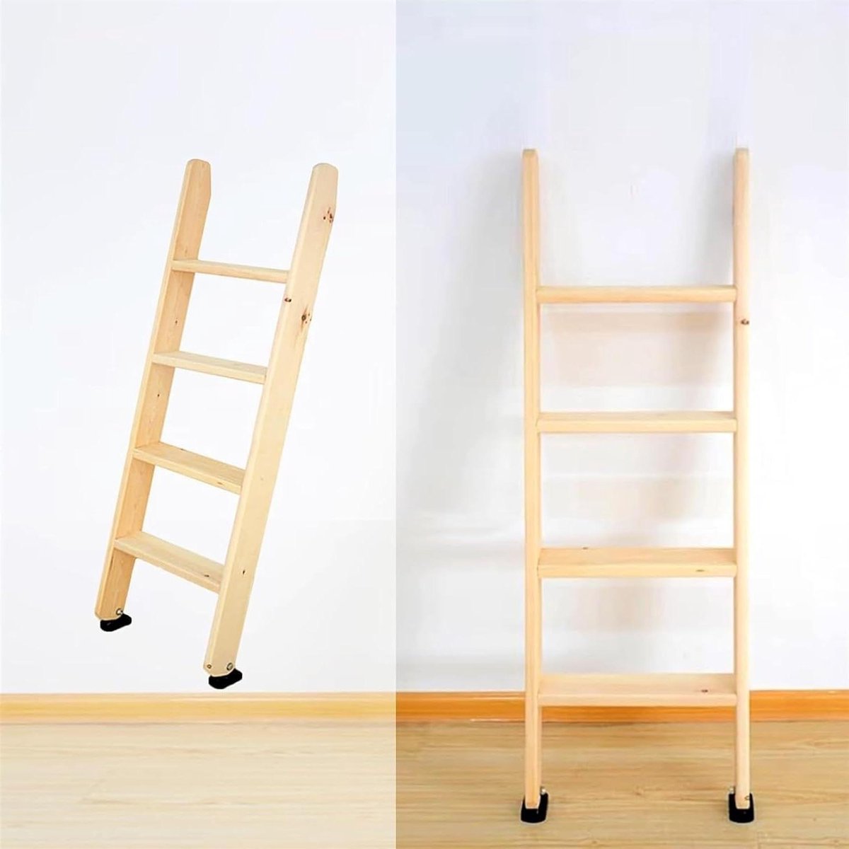 Houten Zolderladder - Stapelbedladder Klimladder - Veilig Klimmen - Antislipvoeten - 125cm - Naturel