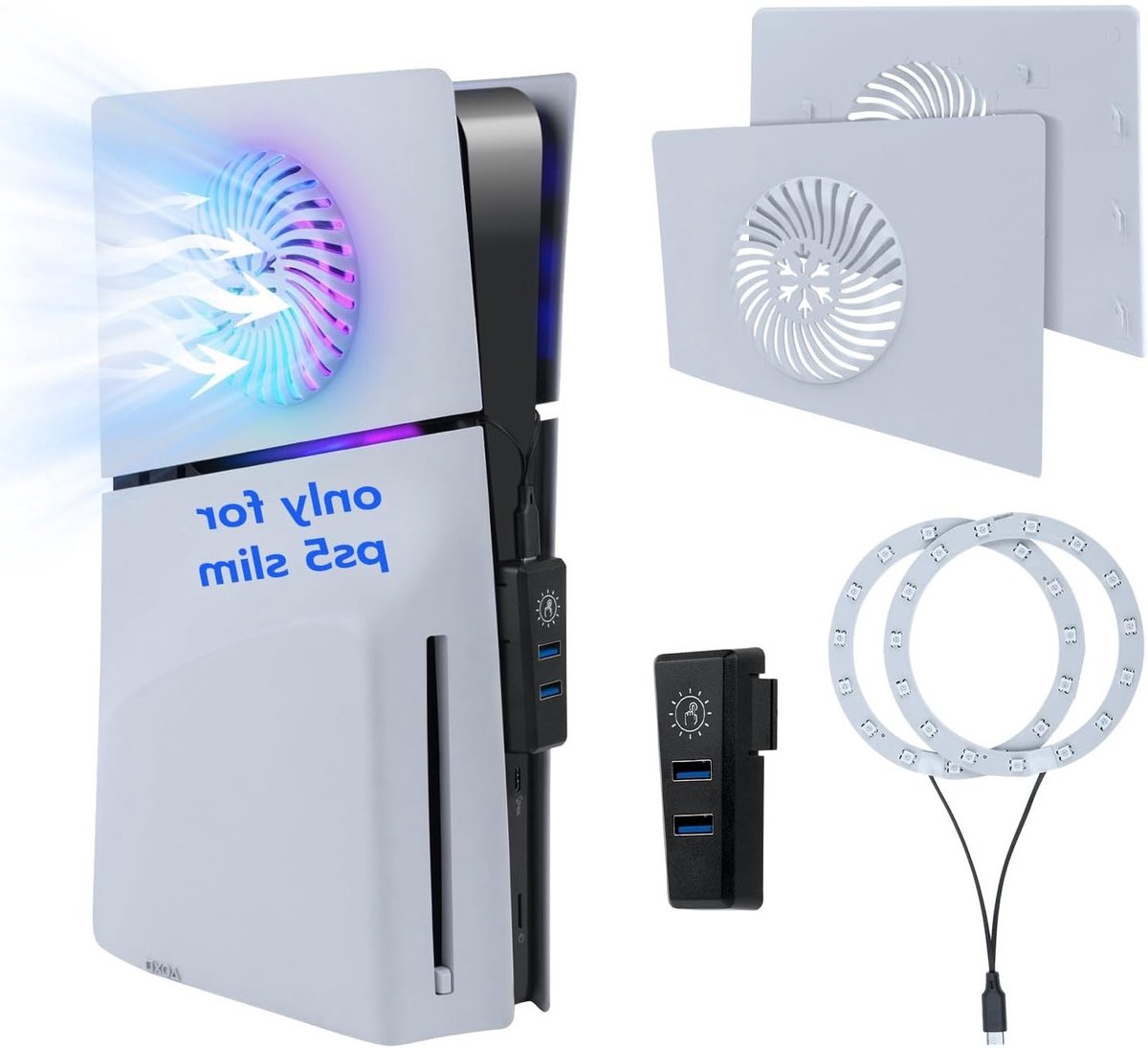 RGB LED Strip with Cooling Hole Side Replacement Faceplate2 USB Port Hub Gaming Accessorie