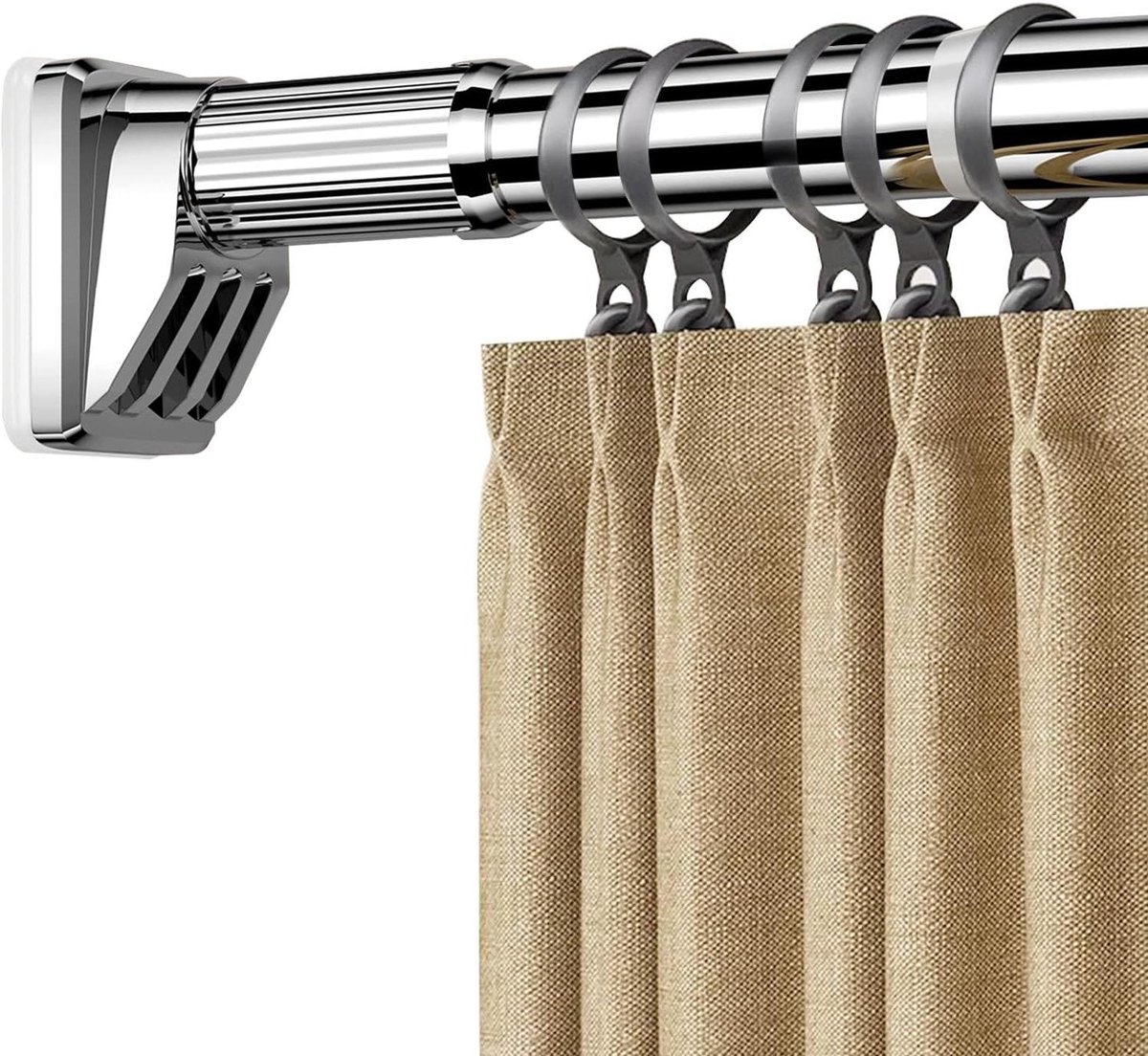 Spanstang Roestvrij Staal - Telescopische Stang Gordijnroede - Badkamer Inrichten - Geen Boren Vereist - 40-490 cm - Zilver