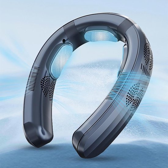 Oplaadbare Nekventilator - Persoonlijke Airco - Buitenwerk en Reizen - 3 Snelheden en Verwarming - 25x20x6 cm - Marineblauw — afbeelding 3
