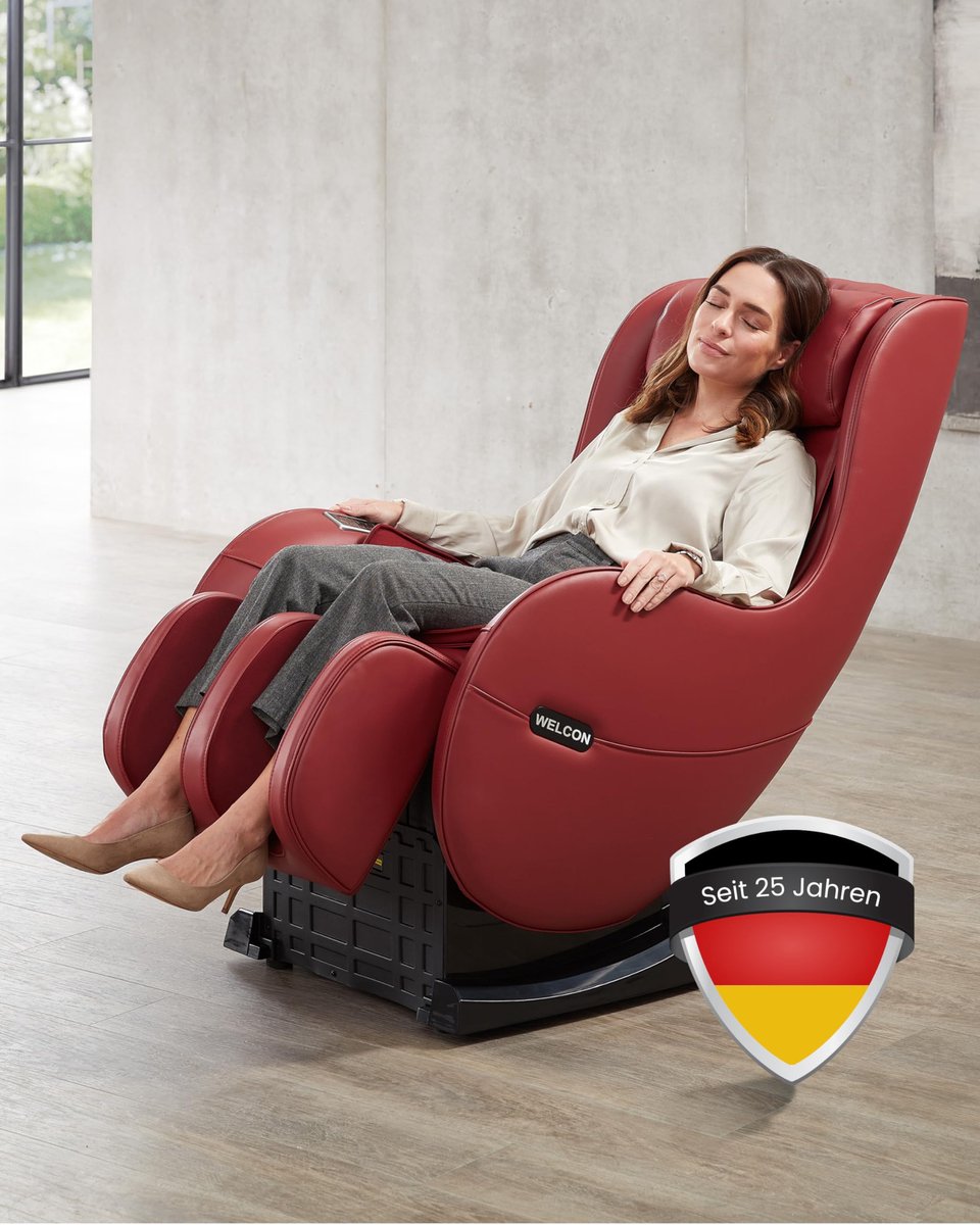 Welcon Easyrelaxx - elektrische massagestoel - rood kunstleer - zero gravity ligstand - 3D shiatsu