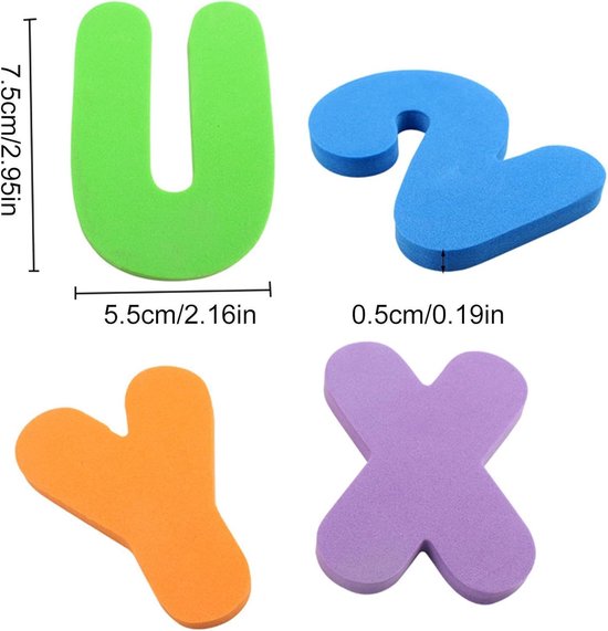 Badspeelgoed Letters - Zwemmend Alfabet - Leren in bad - Zachte schuimstickers - 36 Stuks - Multicolor van Badspeelgoed. — afbeelding 5