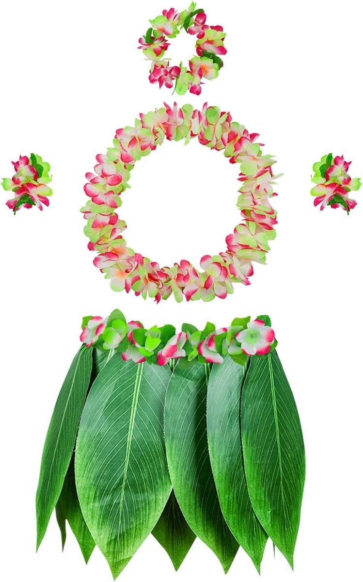 Leuke Grasrok met Nep Hibiscus Bloemen voor een Feestelijke Hawaiian Luau Tiki Party op het Strand