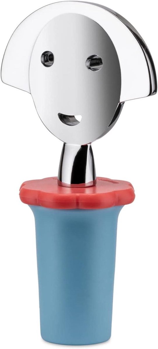 Flesstop - Wijn accessoire - Fles afsluiten - Iconisch ontwerp - 13.9cm x 5cm - Blauw