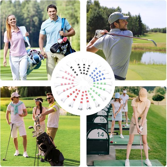 Golf Tees - Trainingsbalhouders - Golf Swing Oefenen - Kleurrijk gestreept design - 20 stuks 70 mm - Gemengde kleuren van GOLF — afbeelding 2