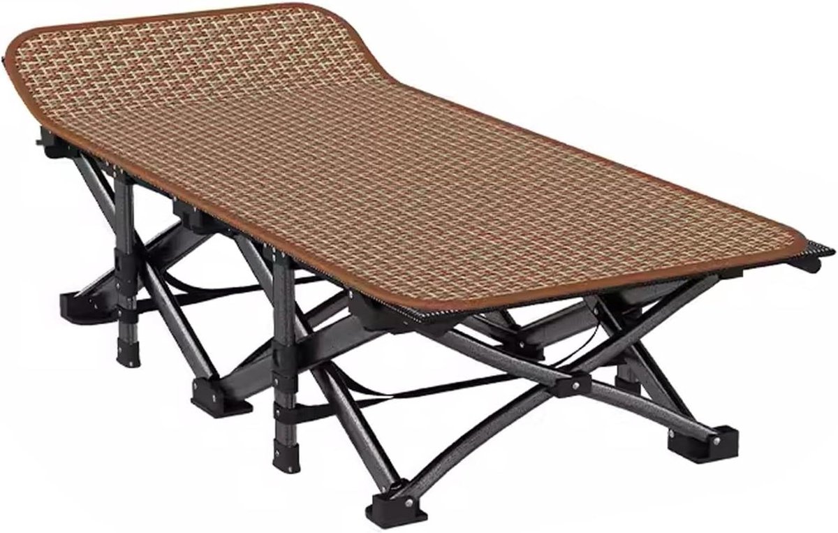 Opvouwbaar Logeerbed - Veldbed Campingbed - Comfortabel Slapen - Met Hoofdsteun - 75 x 190 cm - Bruin