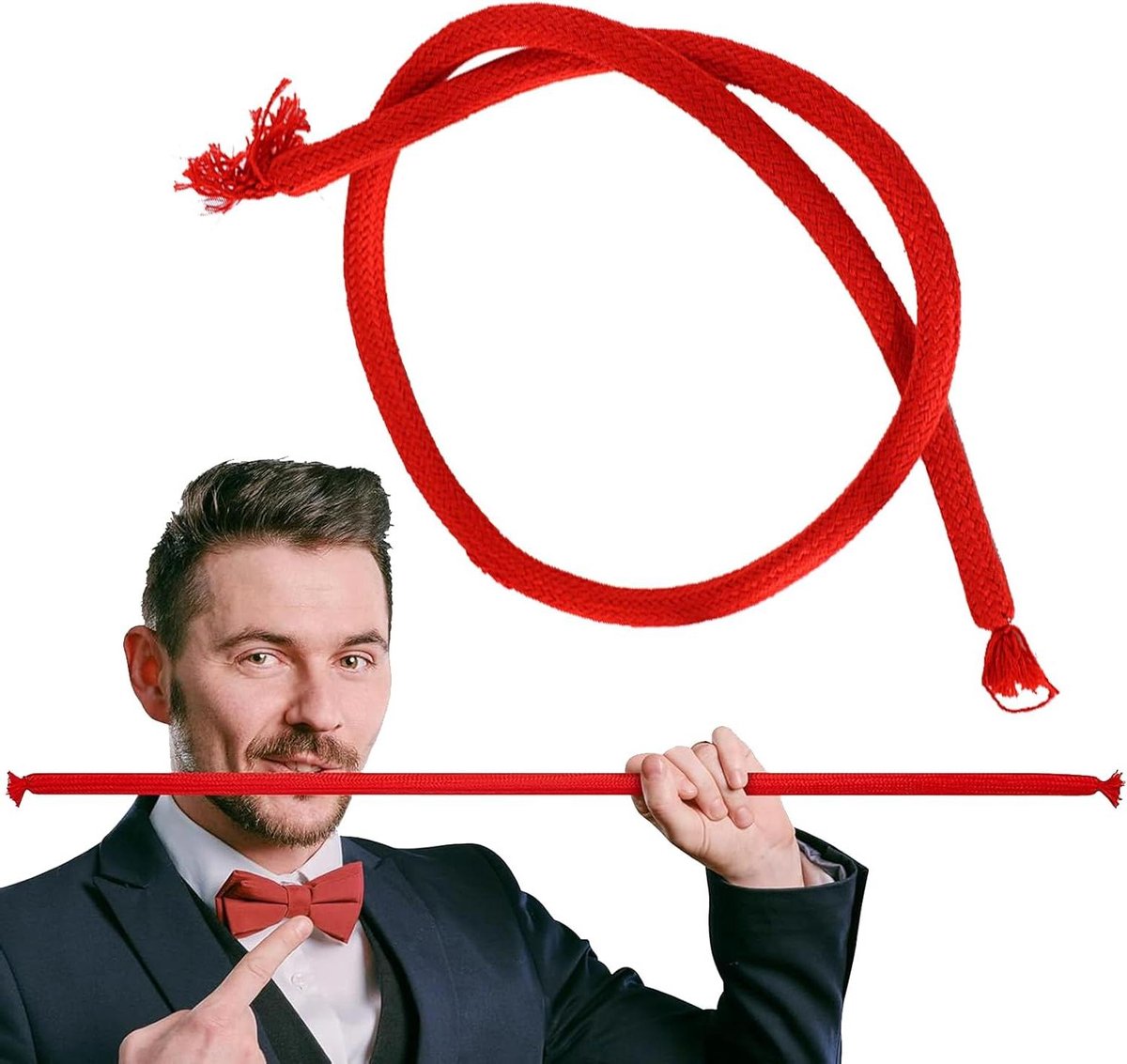 Magisch Touw - Illusie Gimmick - Goocheltrucs Uitvoeren - Verandert Vorm - 92 cm - Rood