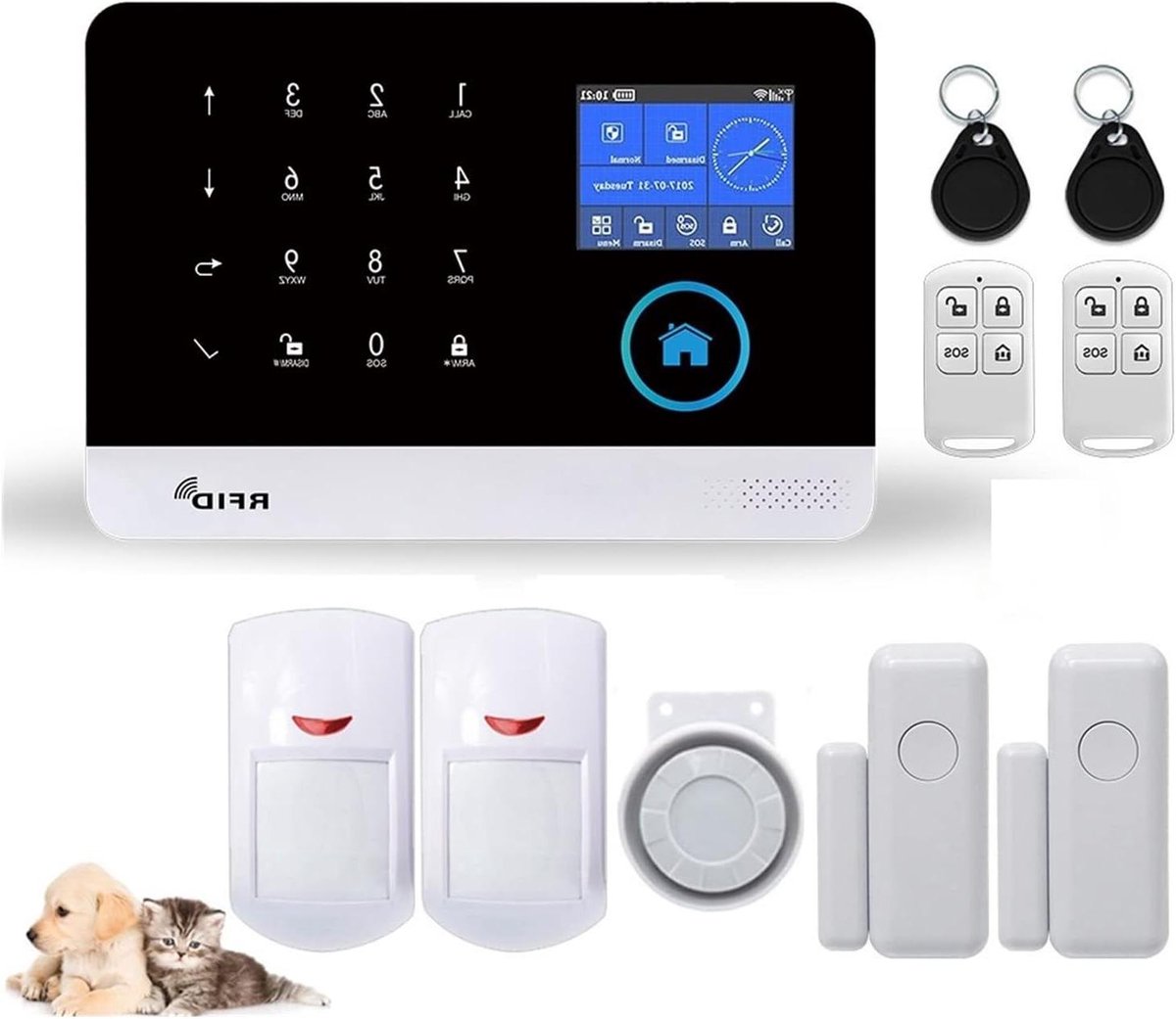 Draadloos Alarmsysteem - GSM Beveiliging - Huis Beveiligen - Met Huisdier Sensor - 25x25x25mm - Wit