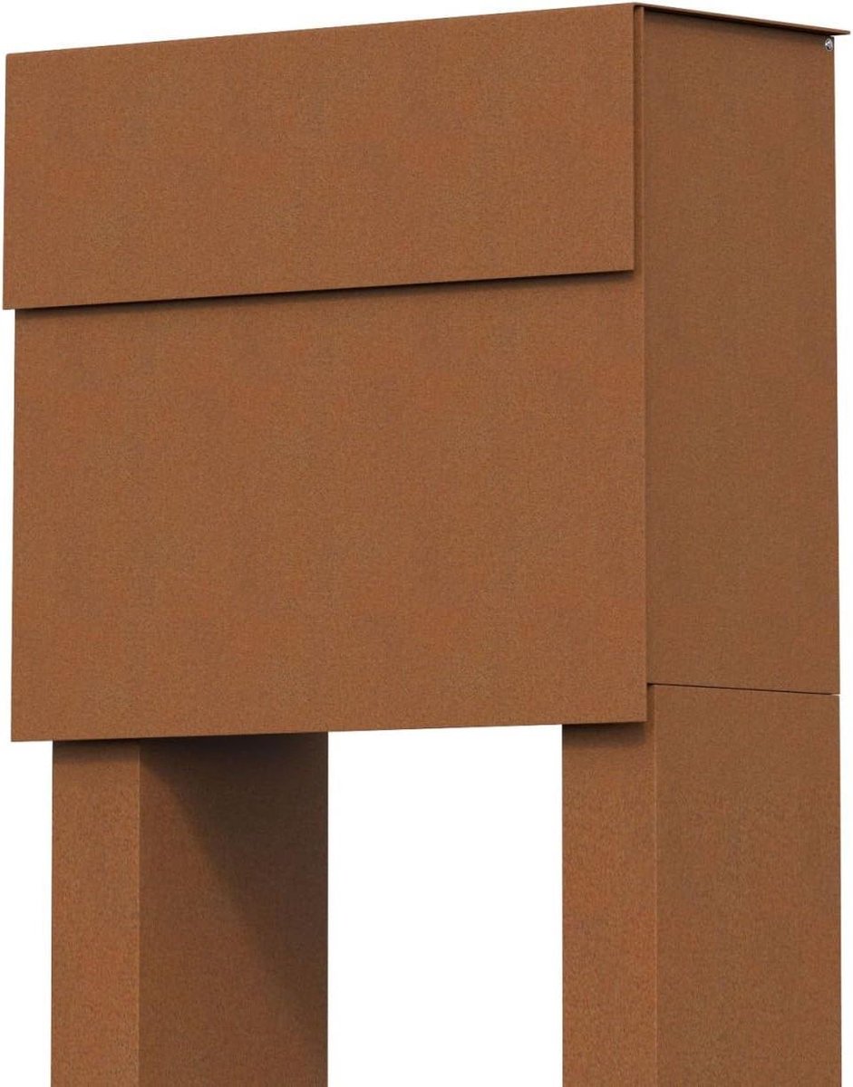 Staande brievenbus - Brievenbus met voet - Post ontvangen - Verborgen slot - 45x120x18 cm - Roestkleurig