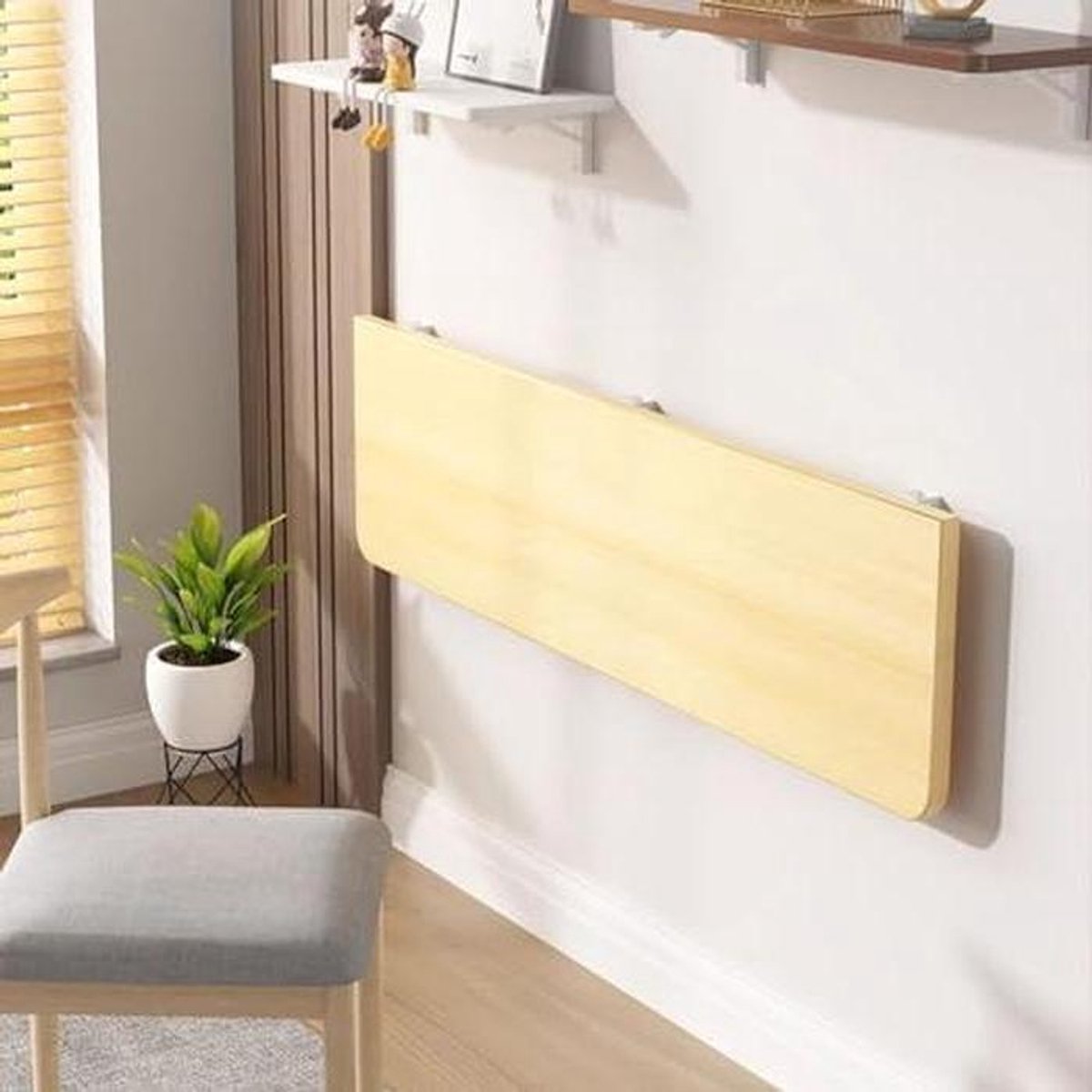 Opvouwbare Wandtafel - Klaptafel Multifunctioneel - Ruimte Besparen - Veelzijdig Ontwerp - 120x24cm - Houtkleur