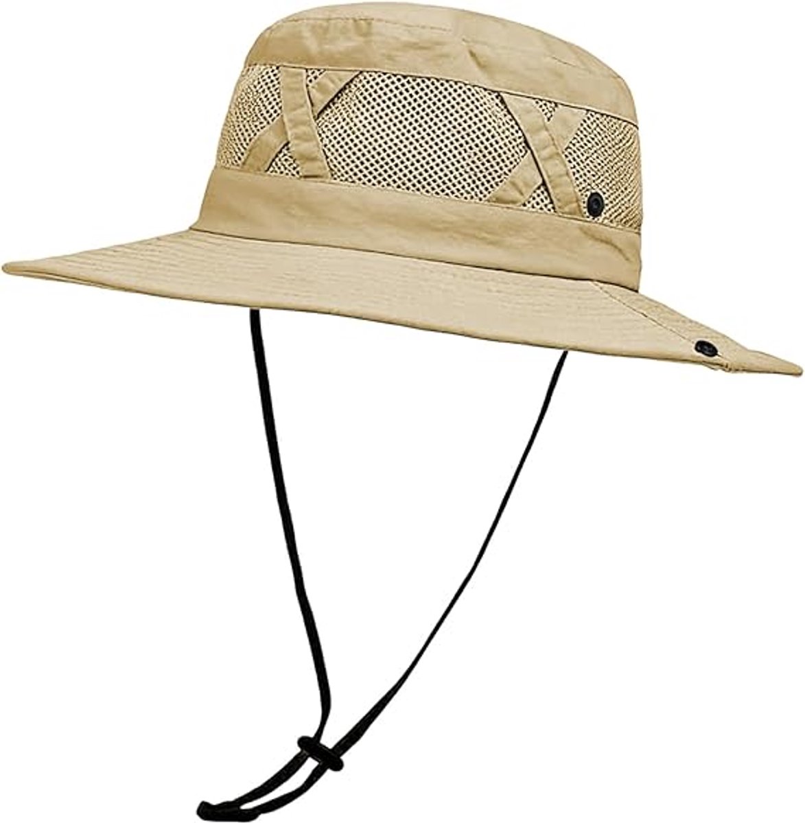 VHV-Hoogwaardige unisex zonnehoed — Bucket hat met UPF 50+ UV-bescherming — Met brede rand en ademend — Verstelbare safarihoed voor wandelen, kamperen en buitenavonturen — Khaki