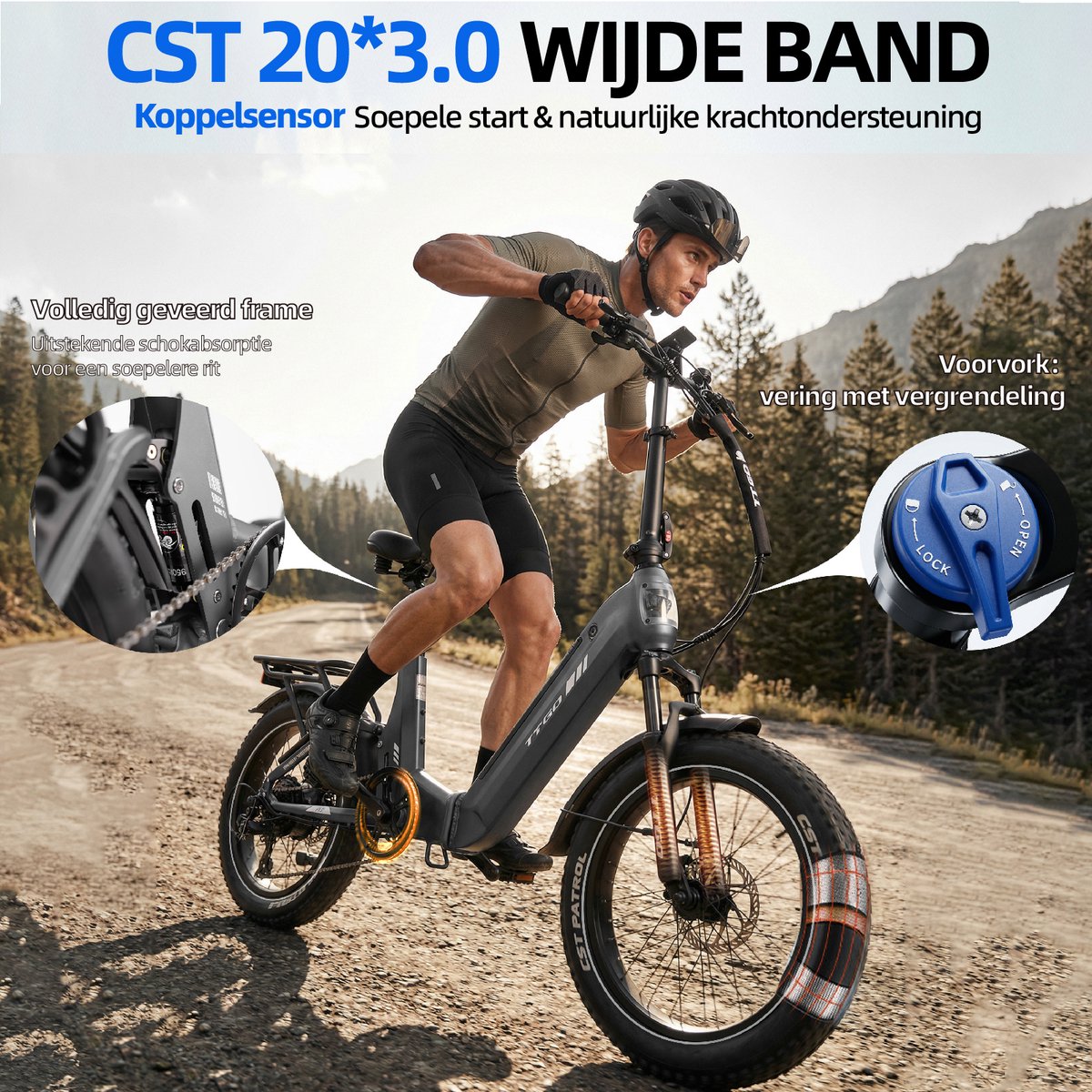 TTGO F7 Elektrische Fiets - 250W Motor - 48V15Ah Accu - 20 Inch Banden Vouwfiets - Max Snelheid 25km/u - Max Bereik 100-120km - Shimano 7 Versnellingen - Grijs thumbnail 6