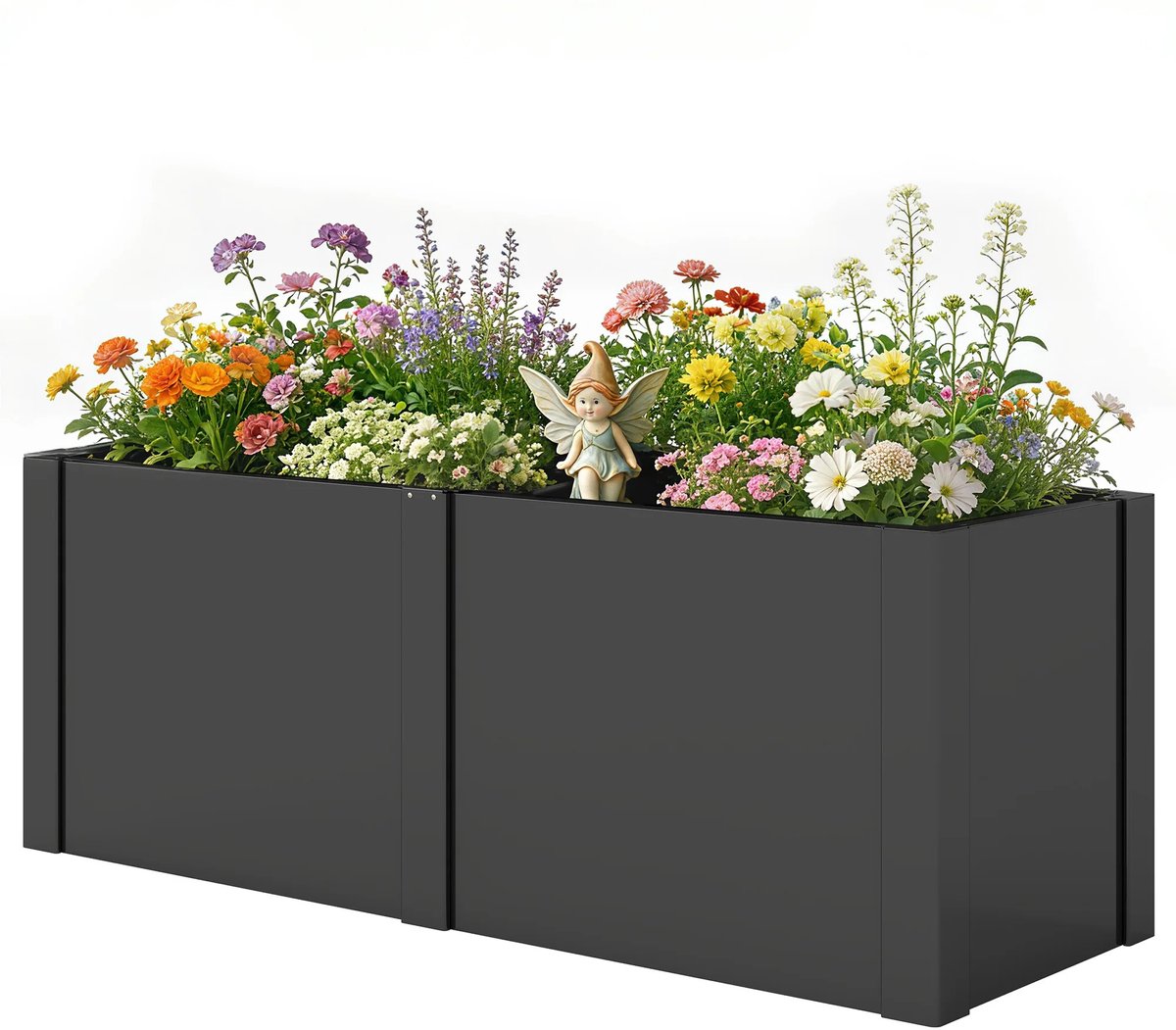 Allero Plantenbak - Plantenbakken Voor Buiten - Plantenbakken - Zwart - 150 x 53 x 55 cm - 351 Liter Inhoud - Gegalvaniseerd Staal