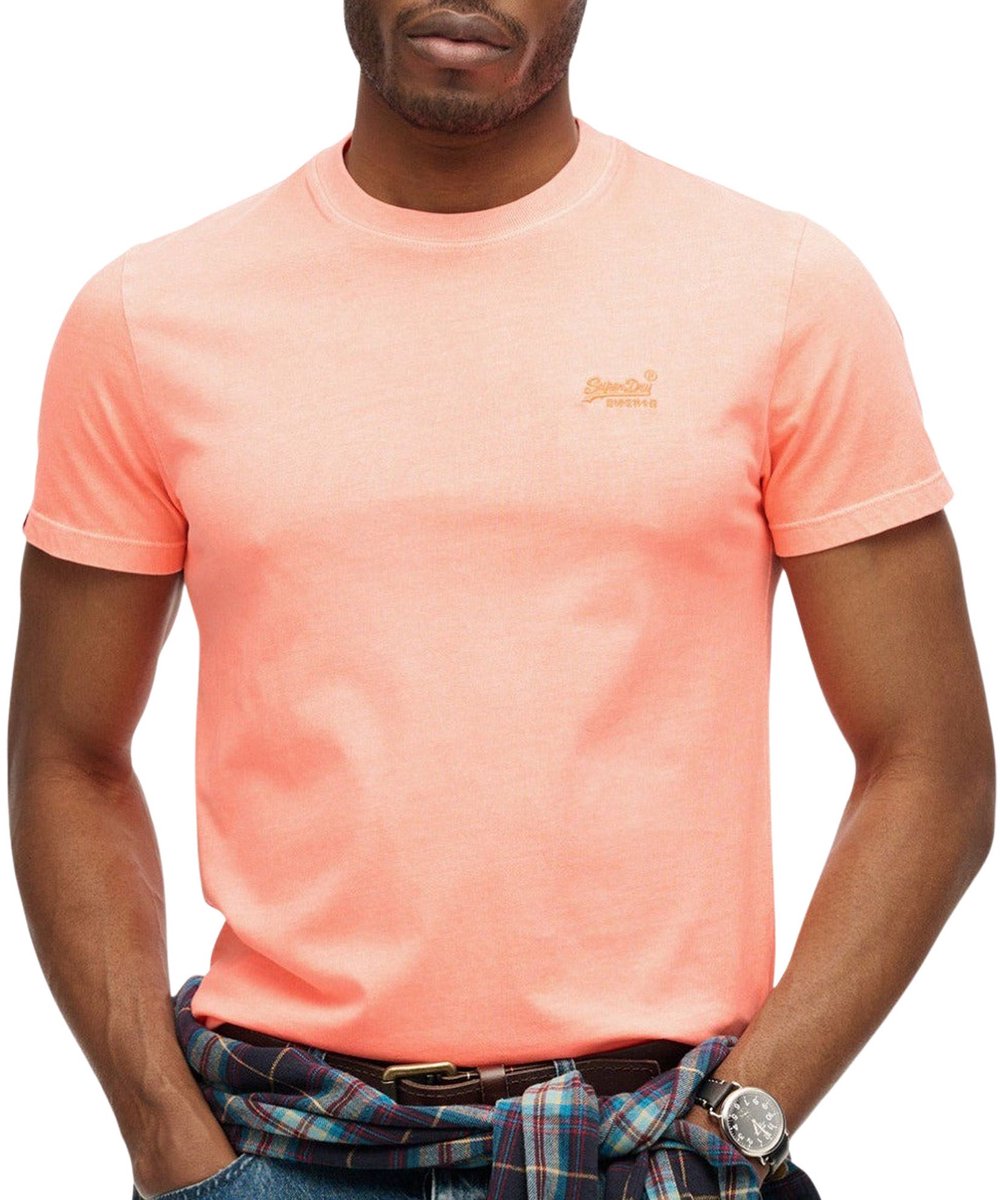 Superdry Essential Logo Emb Neon Shirt Heren Oranje