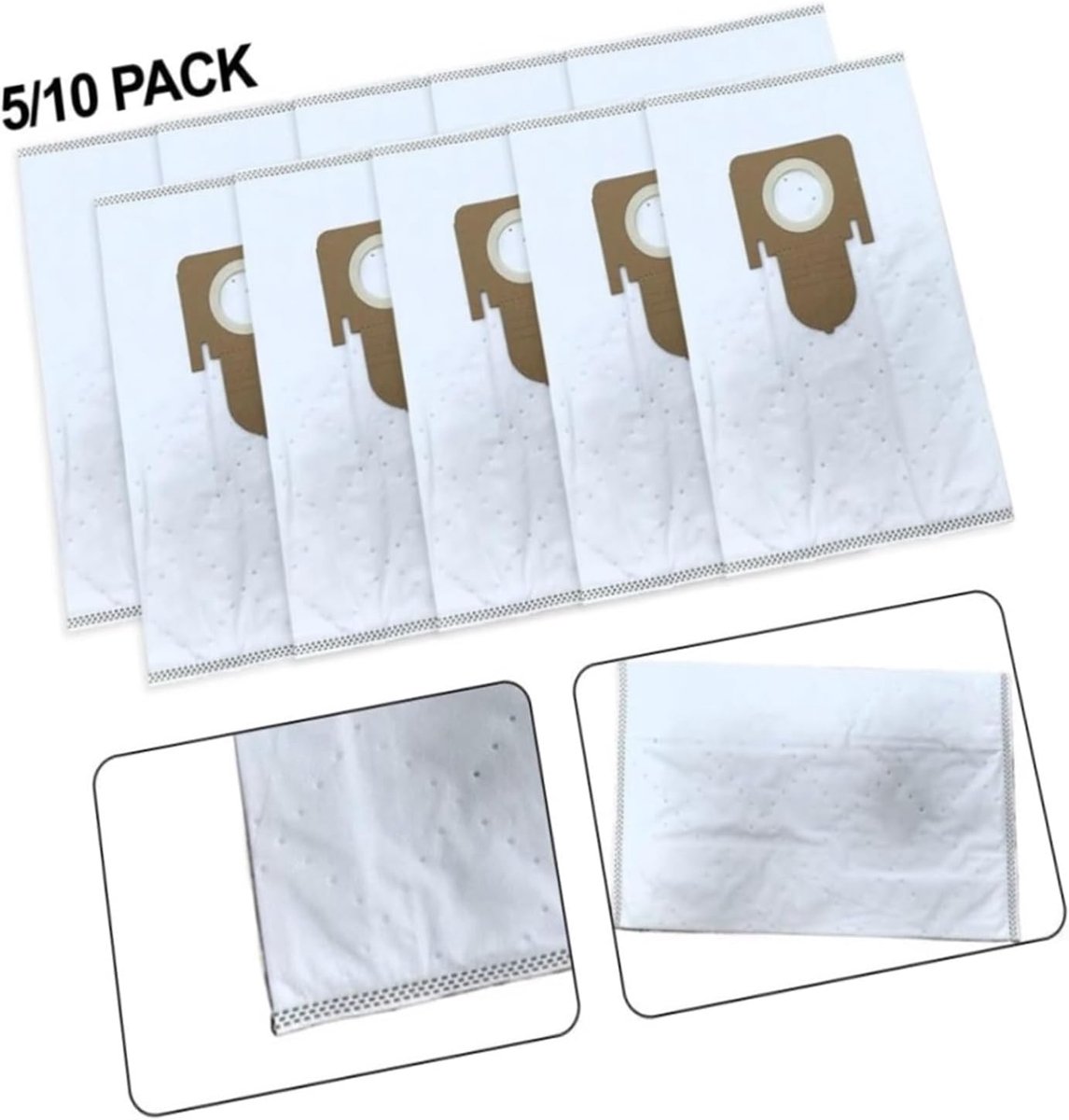 Stofzuigerzakken Vervanging - Stofzakken Set - Stof Hygiënisch Verwijderen - 5-laags Fleece Materiaal - 10 Stuks - Wit