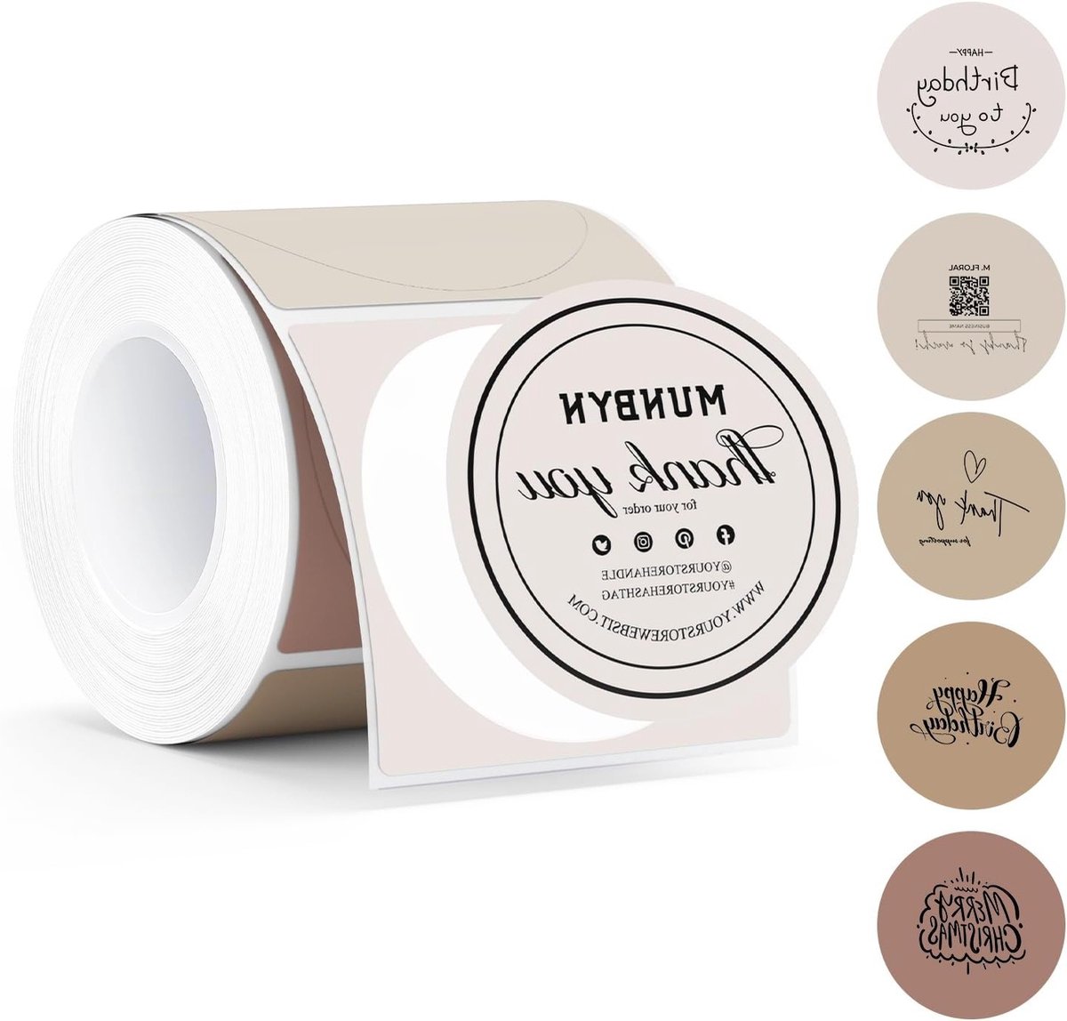 Ronde Thermische Labels 50mm x 50mm voor Verzenddoeleinden, Herfstthema en Kantoorbenodigdheden