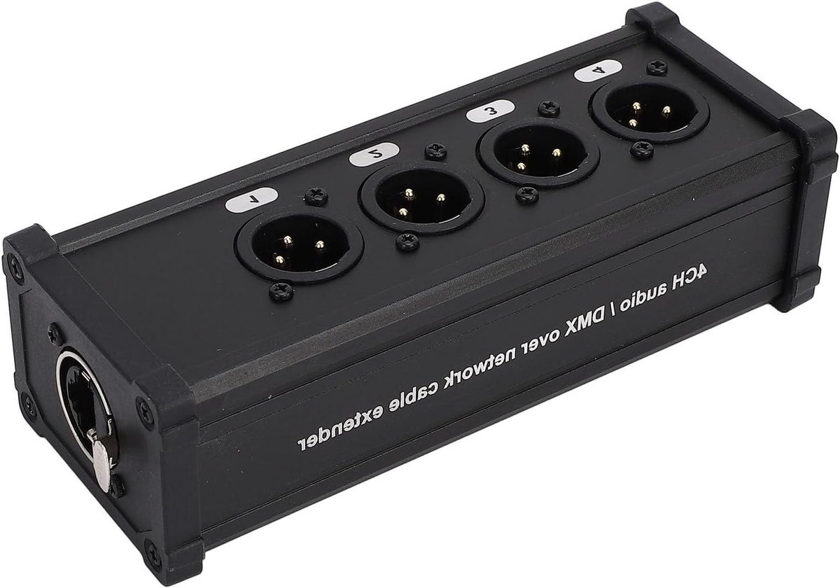 XLR Kabeldoorbraak - Netwerk Extender - Podium Geluid - 4 Kanaals - 305m Bereik - Zilver
