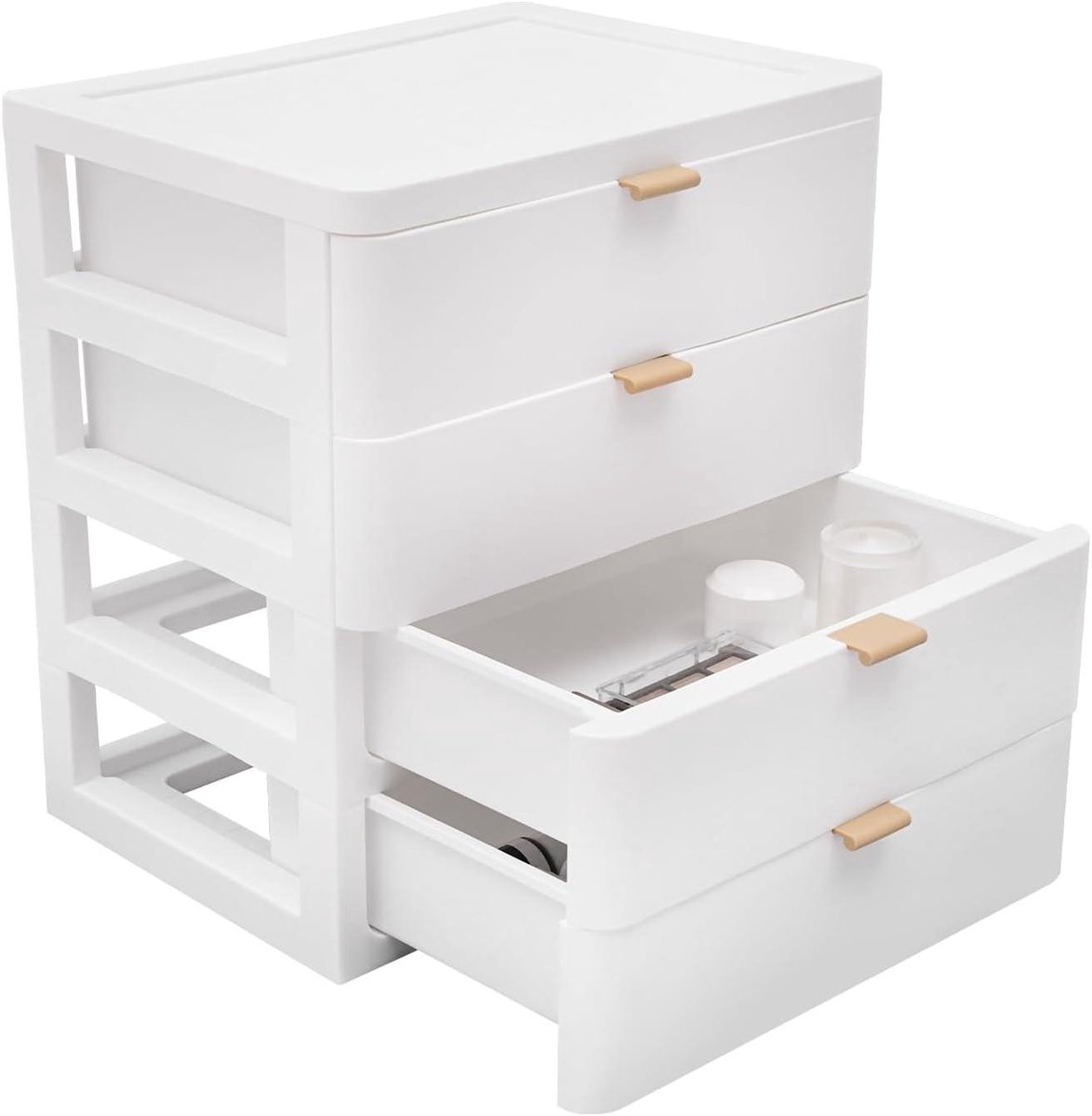 Bureau Organizer - Opbergdoos Lades - Bureau Opruimen - Stapelbaar Ontwerp - 4 Laden - Wit