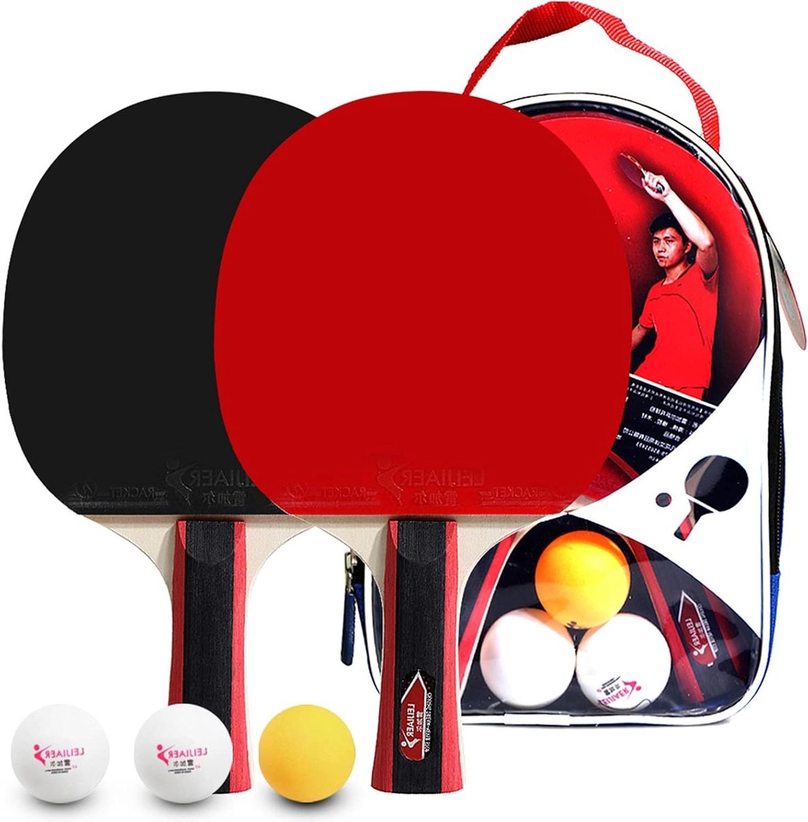Tafeltennis Set - Pingpong Batjes - Sport en Spel - 7-laags Houten Handgrepen - 2 Spelers - Niet gespecificeerd