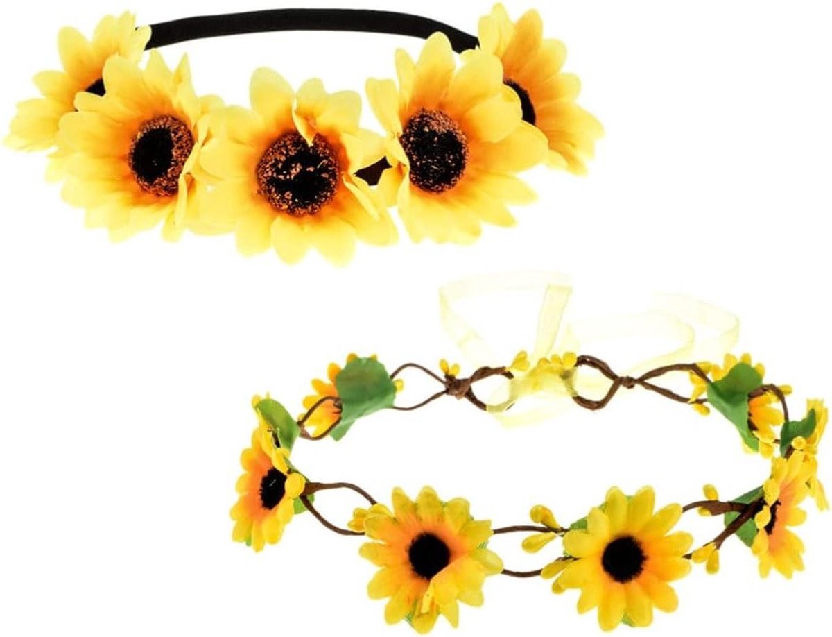 Elastische Bloemen Haarbanden voor Bruiloft - 2 Stuks, Ideaal als Bruidskroon en Accessoire voor Feestjes