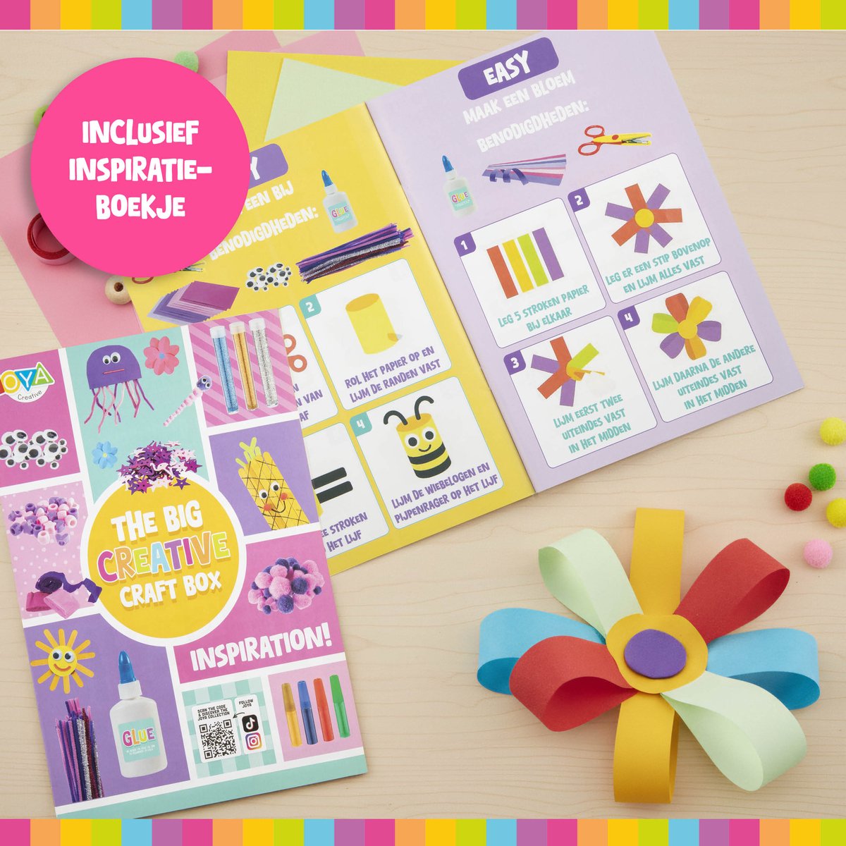 Joya Creative Knutselpakket Meisjes 1000+ - Knutselset met Inspiratieboekje - Knutselpakket voor Creatief Knutselen - Pipe Cleaners, Pompoms, Glitter - Knutselkoffer — afbeelding 5