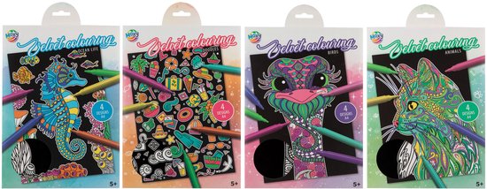 Grafix Velvet papier | 16 kleurplaten | Formaat A4 | Zwart/wit illustraties - kleuren voor kinderen